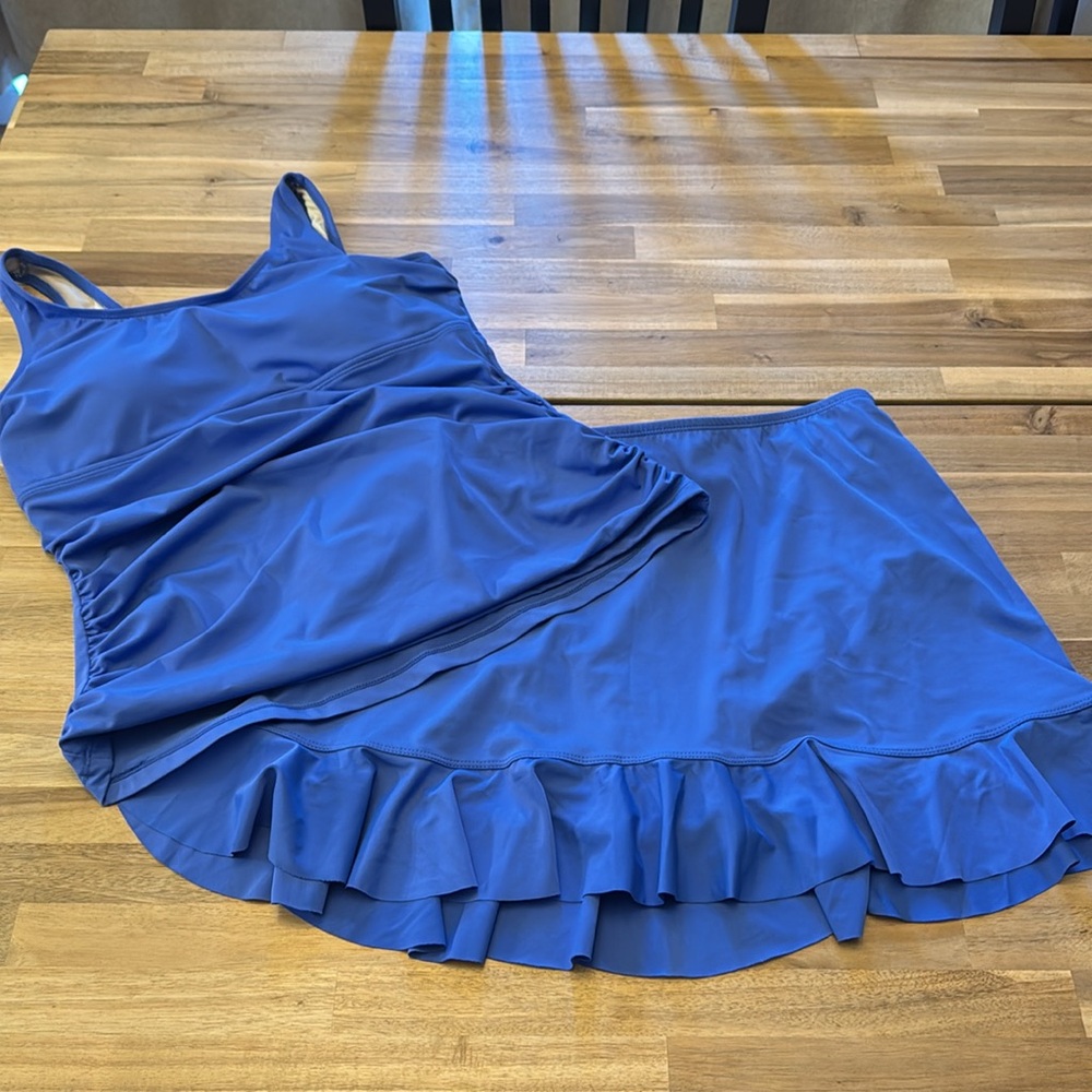Chadwicks Vibrant Blue Two-Piece Tank Skirt Swimsuit